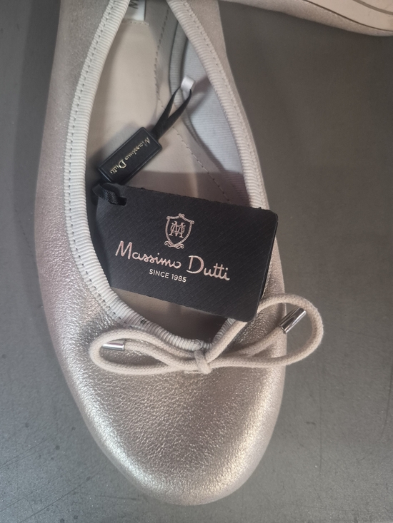Massimo Dutti Shoes - Massimo Dutti Metallic Silver Women’s Ballet Flats